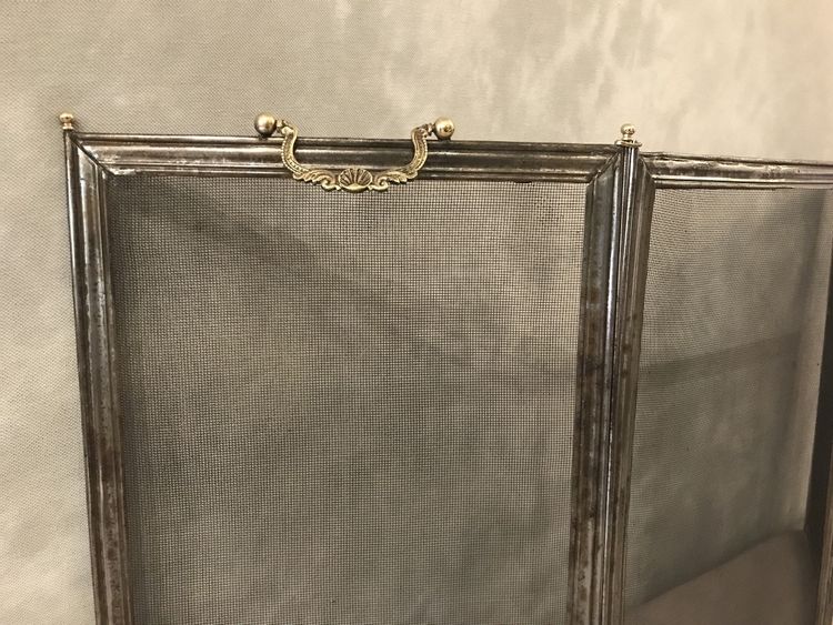 Kleiner, alter Kaminfeuerschirm aus Eisen aus dem 19.
