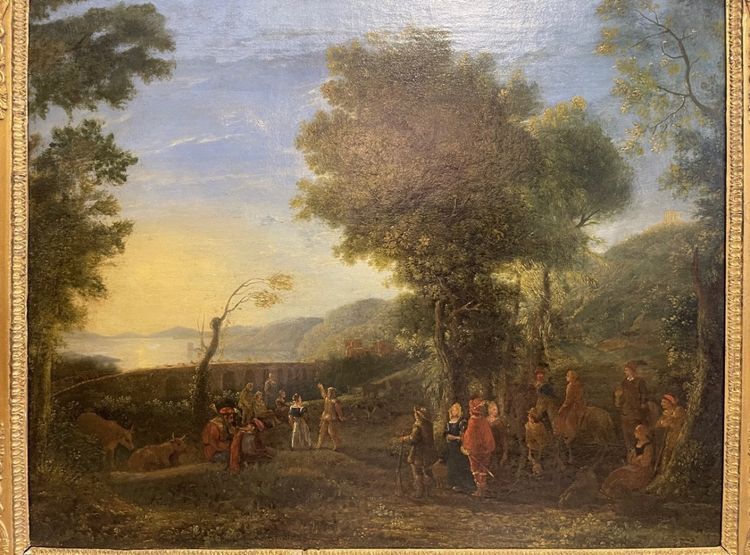 Öl auf Leinwand aus dem 17. Jahrhundert, das eine belebte Landschaft darstellt.