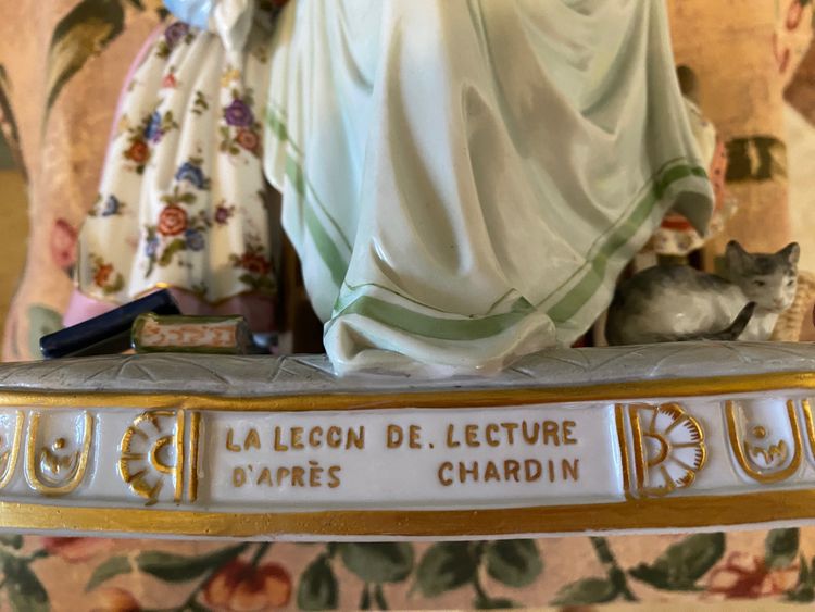 The Writing Lesson. After Chardin. Early 20th century porcelain. 18th century style. Capodimonte.