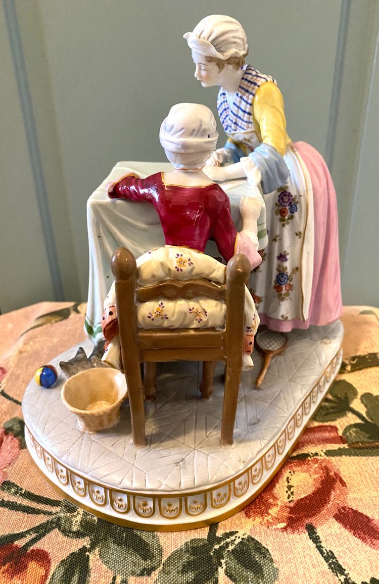 The Writing Lesson. After Chardin. Early 20th century porcelain. 18th century style. Capodimonte.