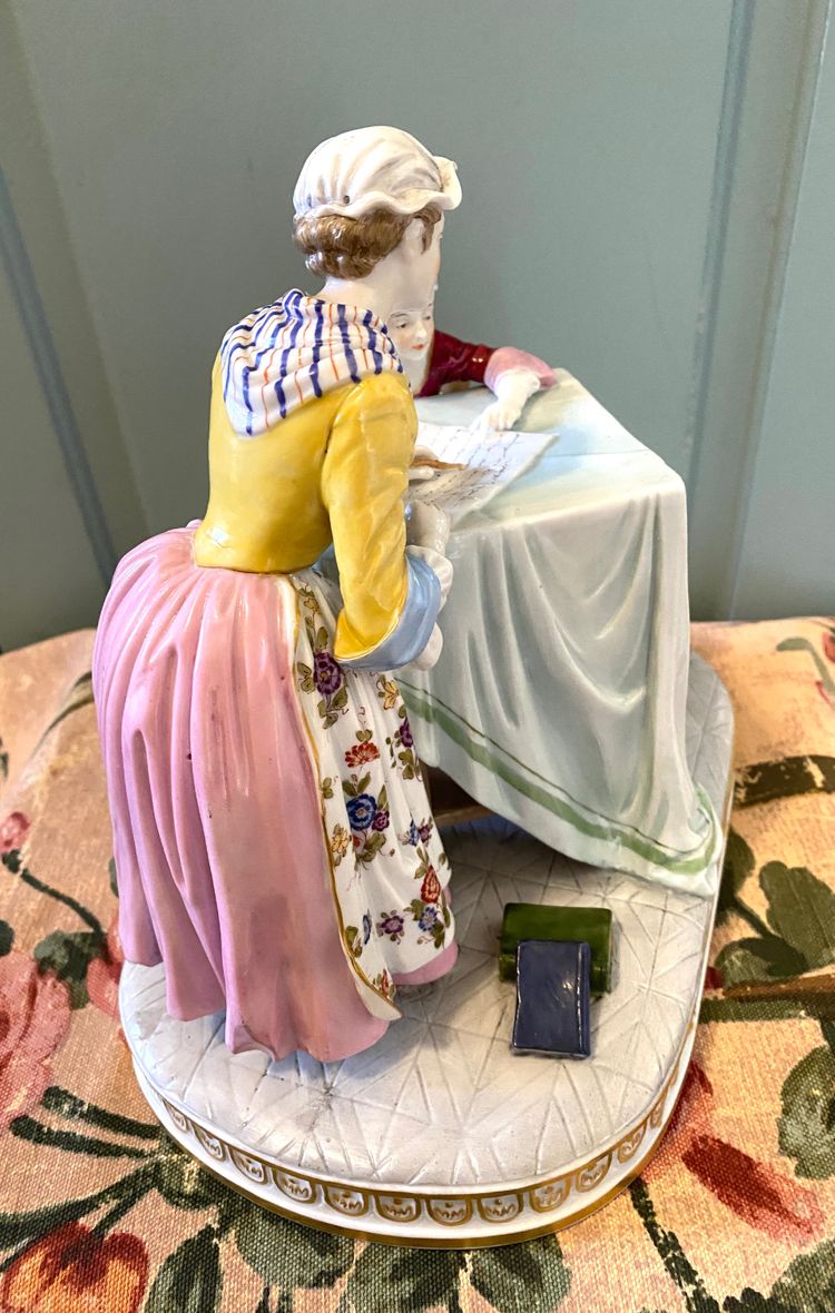 The Writing Lesson. After Chardin. Early 20th century porcelain. 18th century style. Capodimonte.