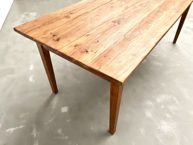 Table de ferme des années 50, chêne et pin