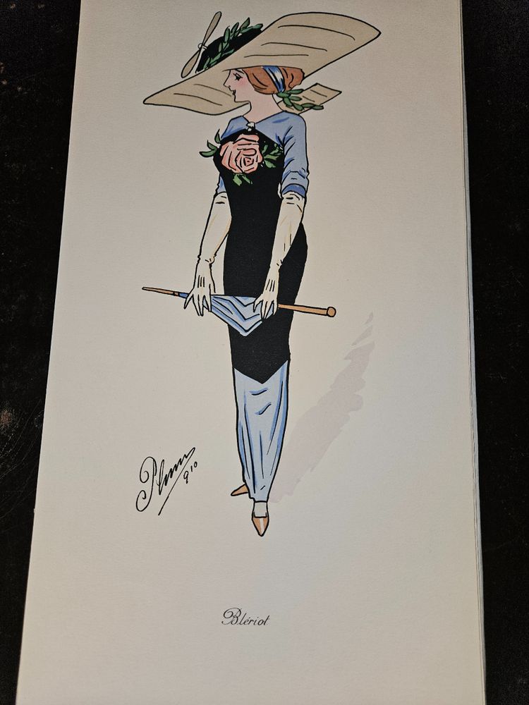 L'illustrateur Art Nouveau PLUM  Santos  - 1910 " Les chapeaux aéroplanes à PARIS  -  9 aquarelles 