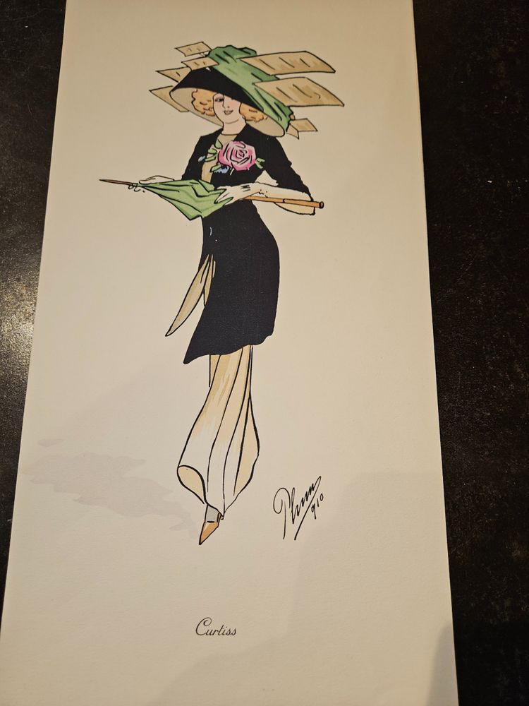 L'illustrateur Art Nouveau PLUM  Santos  - 1910 " Les chapeaux aéroplanes à PARIS  -  9 aquarelles 