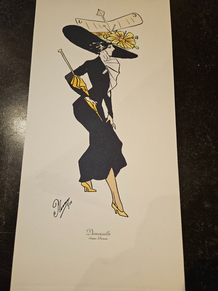 L'illustrateur Art Nouveau PLUM  Santos  - 1910 " Les chapeaux aéroplanes à PARIS  -  9 aquarelles 