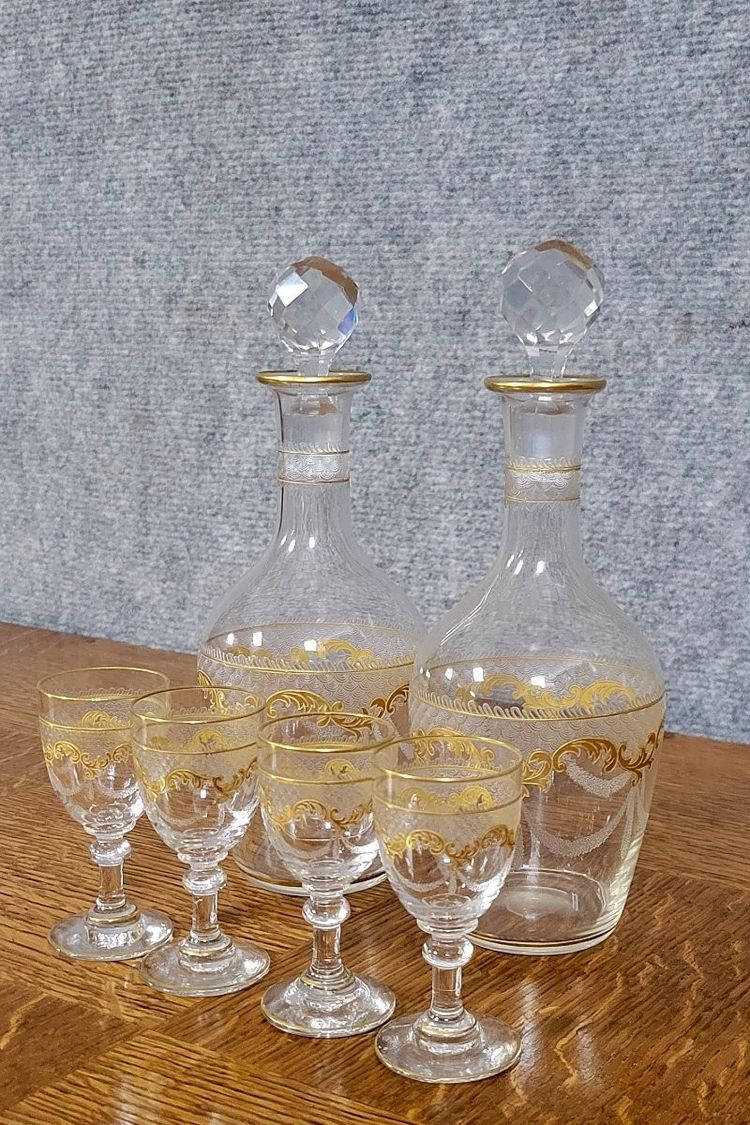 Napoleon III Period Crystal Liqueur Service 