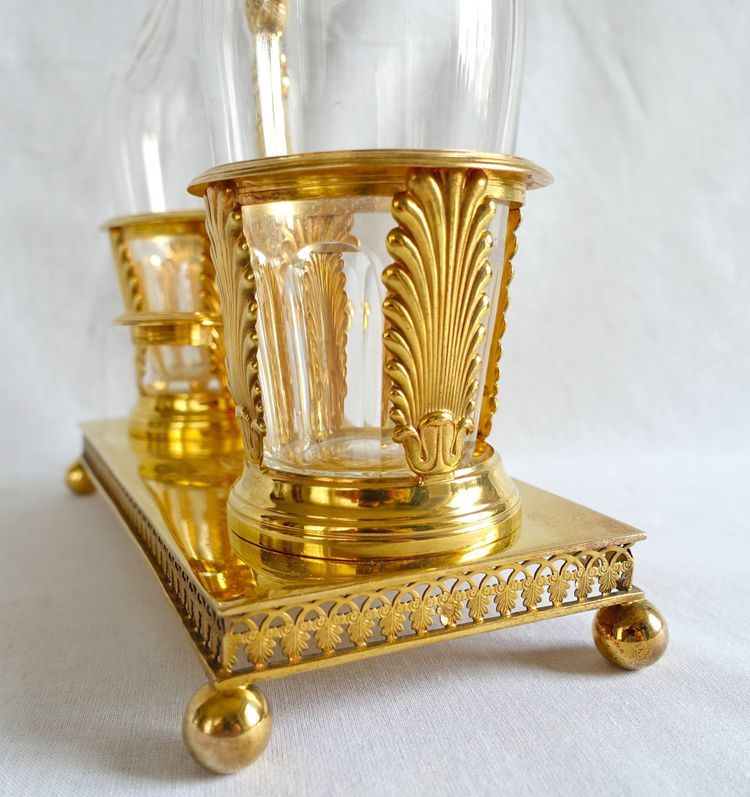 Empire oil and vinegar cruet in vermeil (solid silver gilded with gold) - Vieillard hallmark
