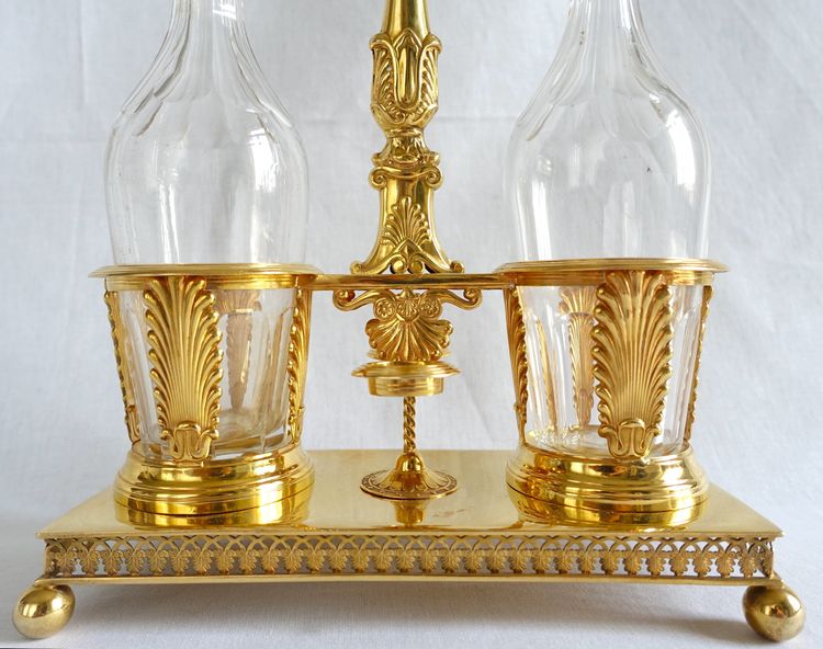 Empire oil and vinegar cruet in vermeil (solid silver gilded with gold) - Vieillard hallmark