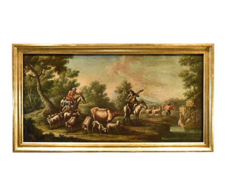 Christian Reder (Leipzig 1656 - Rome 1729) , Paysage avec idylle pastorale