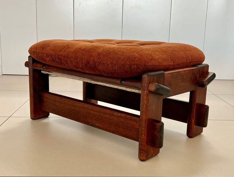 Scandinavian oak armchair and ottoman, 60s