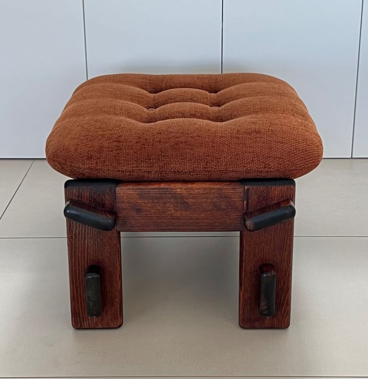 Scandinavian oak armchair and ottoman, 60s