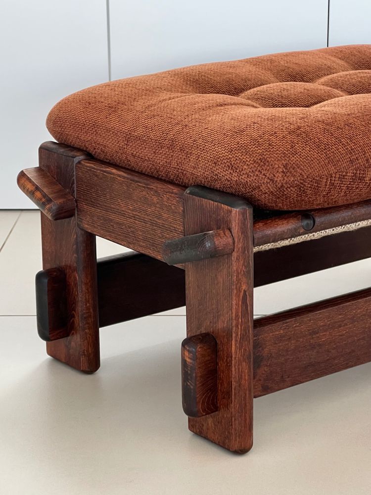 Scandinavian oak armchair and ottoman, 60s