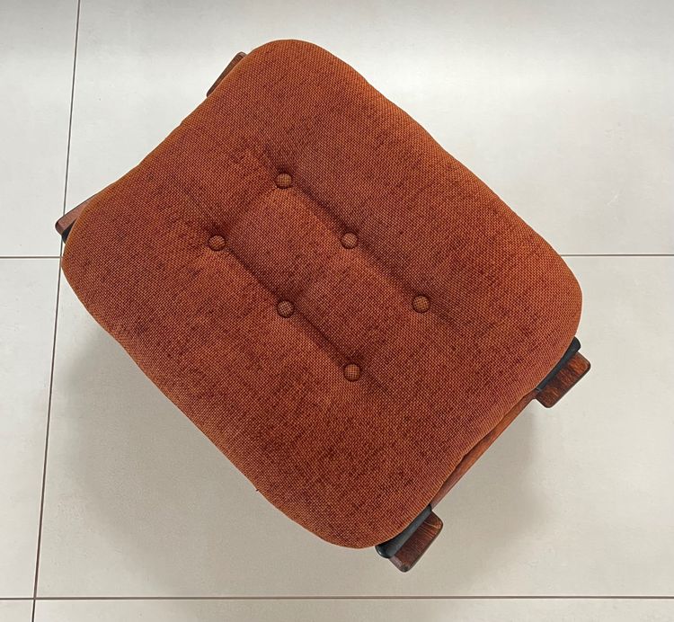 Scandinavian oak armchair and ottoman, 60s