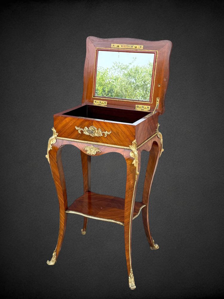 TABLE D APPOINT EN MARQUETERIE ORNÉE DE BRONZE DORÉ ÉPOQUE NAPOLÉON III