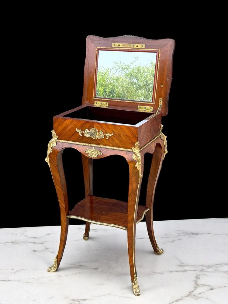 TABLE D APPOINT EN MARQUETERIE ORNÉE DE BRONZE DORÉ ÉPOQUE NAPOLÉON III
