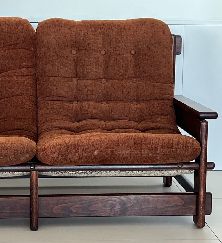 Scandinavian oak two-seater sofa, 60s