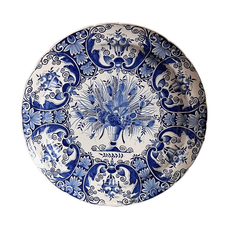 Piatto di Delft del XVIII secolo della bottega "La hache de porcelaine