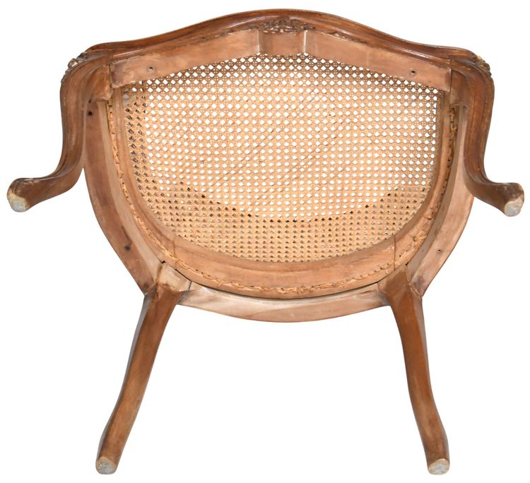 Coppia di poltrone bergère incannucciate in stile Luigi XV
