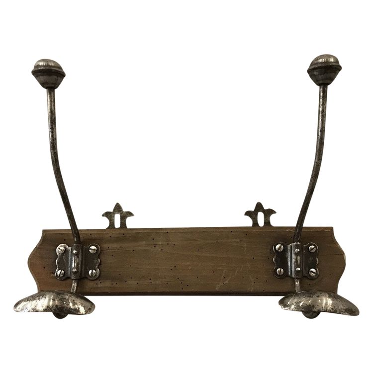 Porte manteaux, patère en fer sur bois d'époque 19 ème 