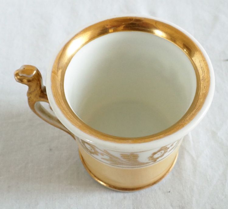 Pair of Charles X period Empire coffee cups, Nankin and gold decor - Paris porcelain