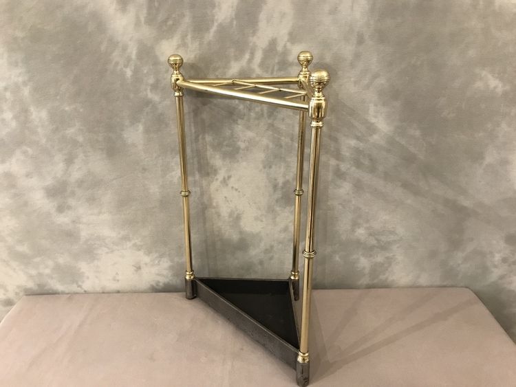 Porte parapluies en laiton d'époque 19 ème en forme de triangle 