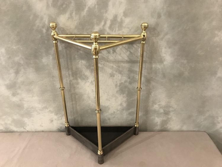 Porte parapluies en laiton d'époque 19 ème en forme de triangle 