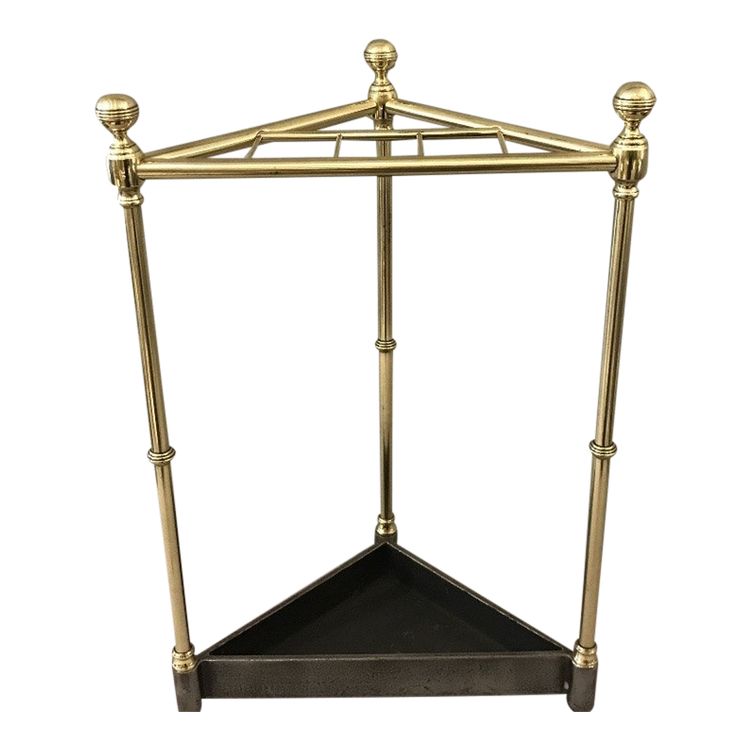 Porte parapluies en laiton d'époque 19 ème en forme de triangle 