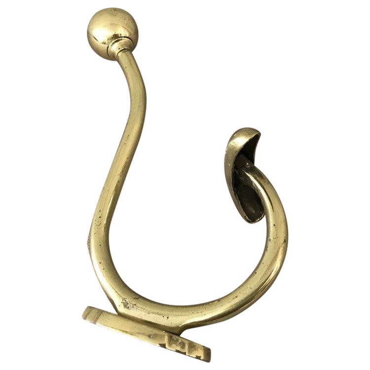 19th century brass coat rack and coat hook