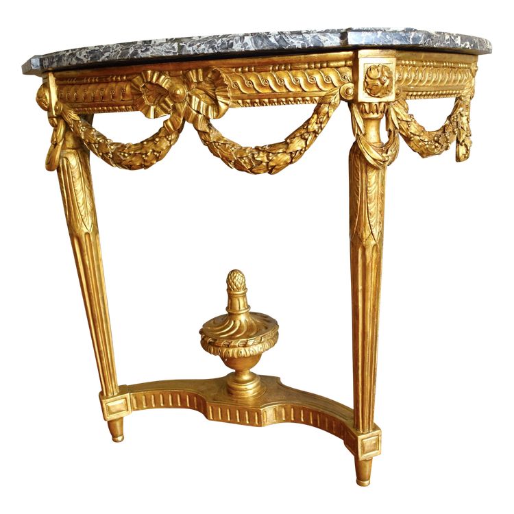 Console d'applique demi-lune d'époque Louis XVI en bois sculpté et doré vers 1780