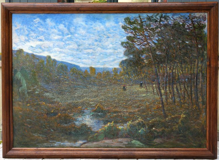 Julien Calvé, Pauillac, Landschaft der Médoc-Heide bei Peyblancan Gemälde Salon 1924 Bordeaux