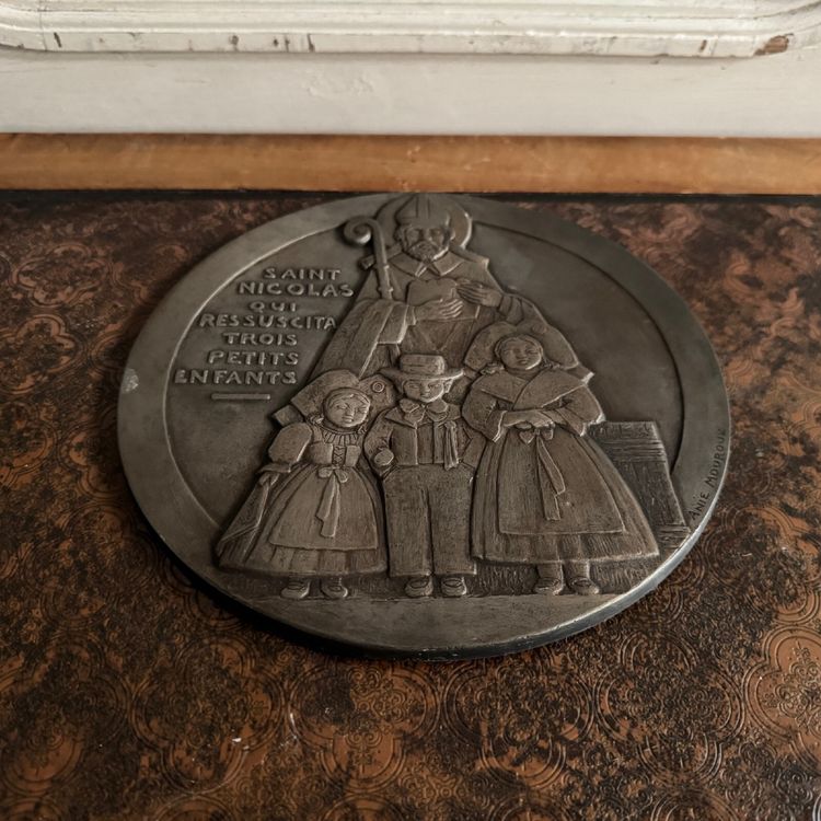 Metal medal matrix by Anie Mouroux Saint Nicolas 20th century