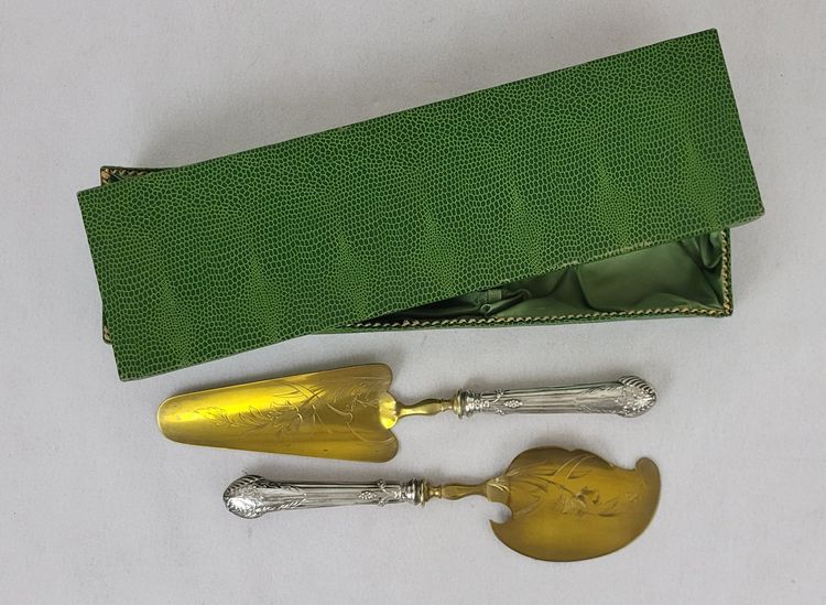 Silver Vermeil Art Nouveau pie server and cake server