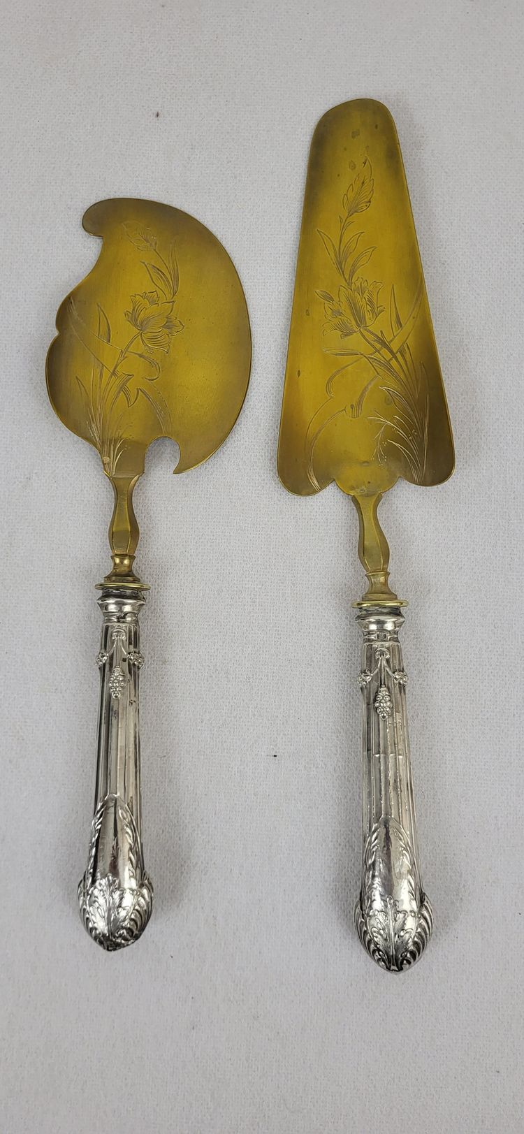 Silver Vermeil Art Nouveau pie server and cake server