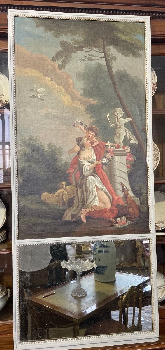 Louis XVI period trumeau with decoration of an allegory of love