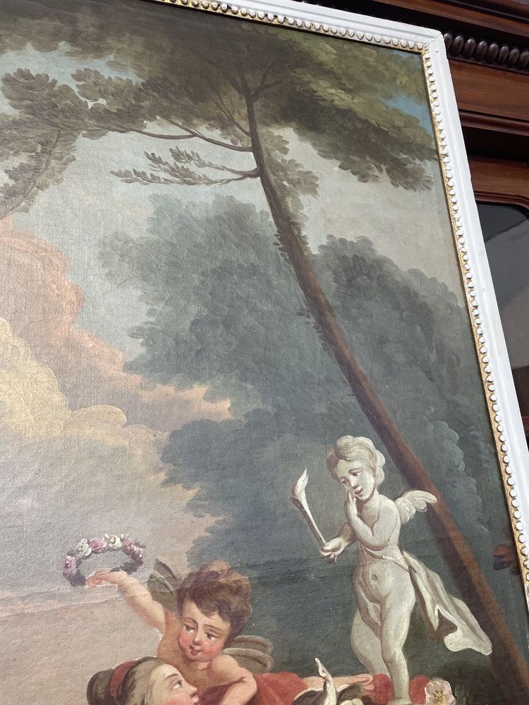 Louis XVI period trumeau with decoration of an allegory of love