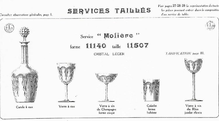 6 Baccarat crystal wine glasses model Molière