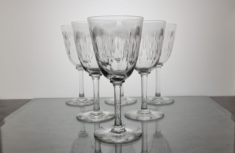 6 Baccarat crystal water/wine glasses, Molière model
