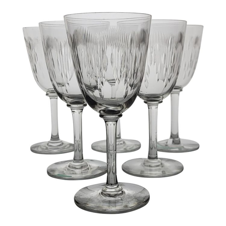6 Baccarat crystal water/wine glasses, Molière model