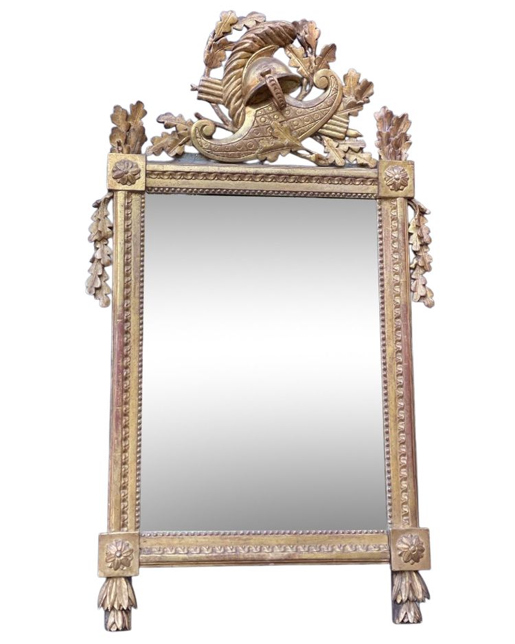 Miroir Louis XVI En Bois Sculpté Doré, XVIIIème Siècle