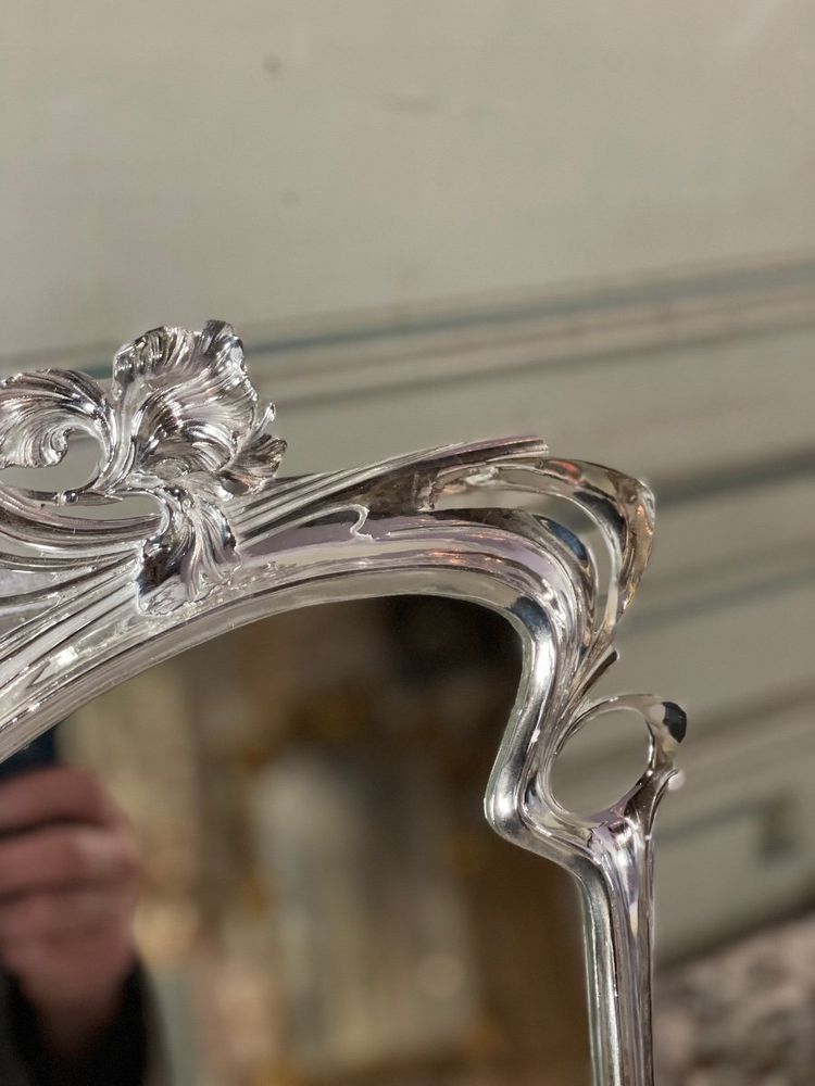 Silvered Bronze Table Mirror, Art Nouveau circa 1900