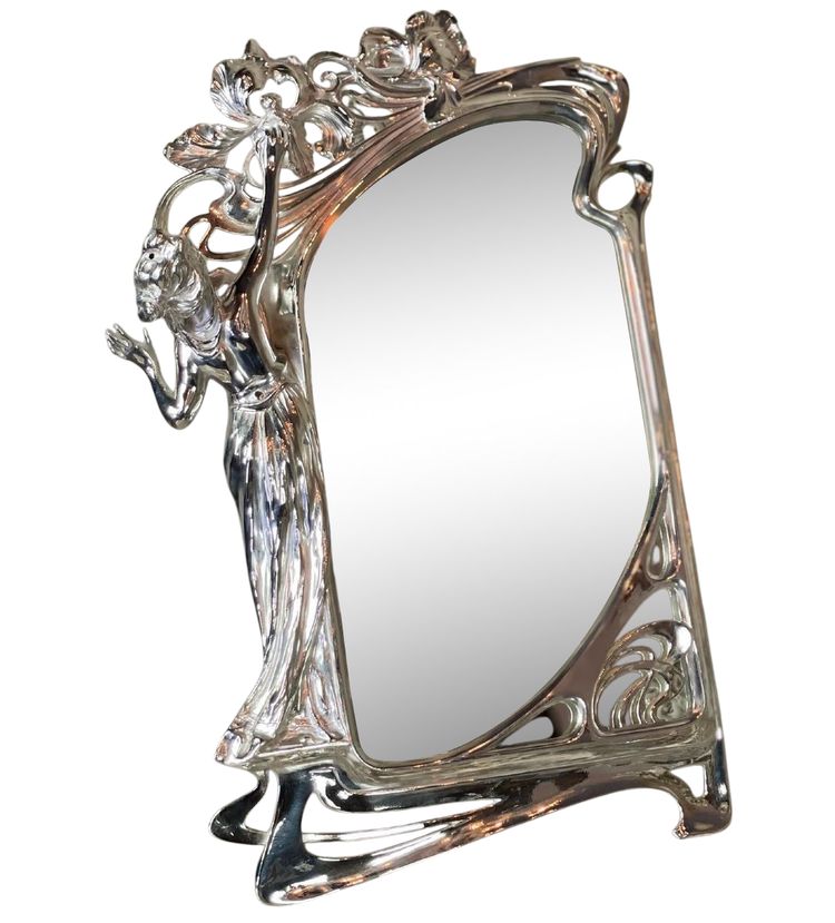 Silvered Bronze Table Mirror, Art Nouveau circa 1900
