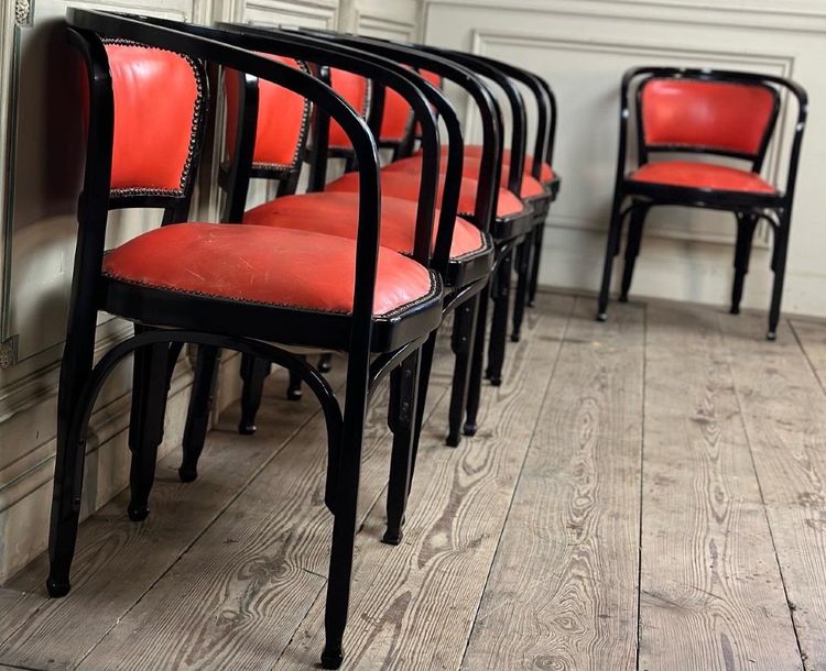6 Fauteuils En Hêtre Courbé Par Gustav Siegel Pour Kohn