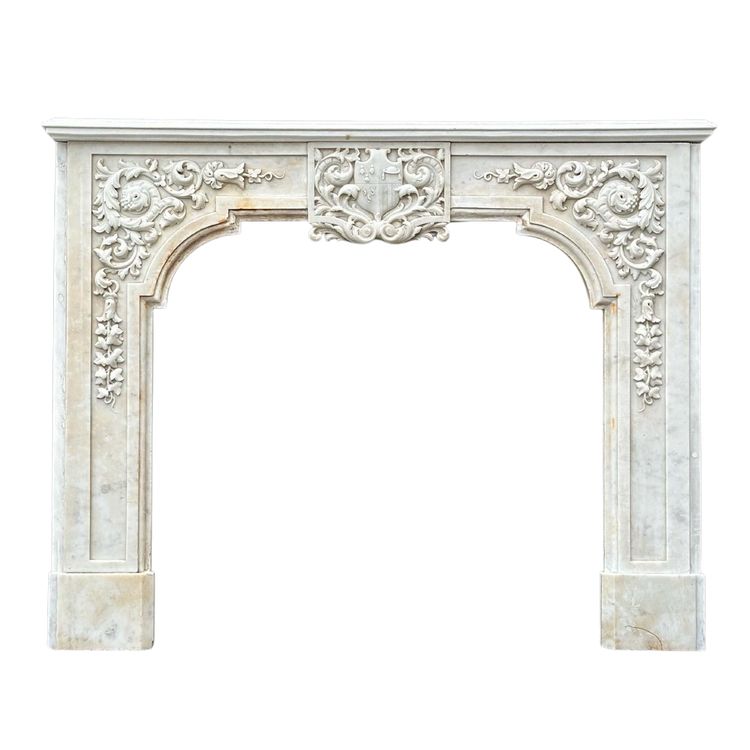 Kamin Aus Weißem Carrara-Marmor Um 1880