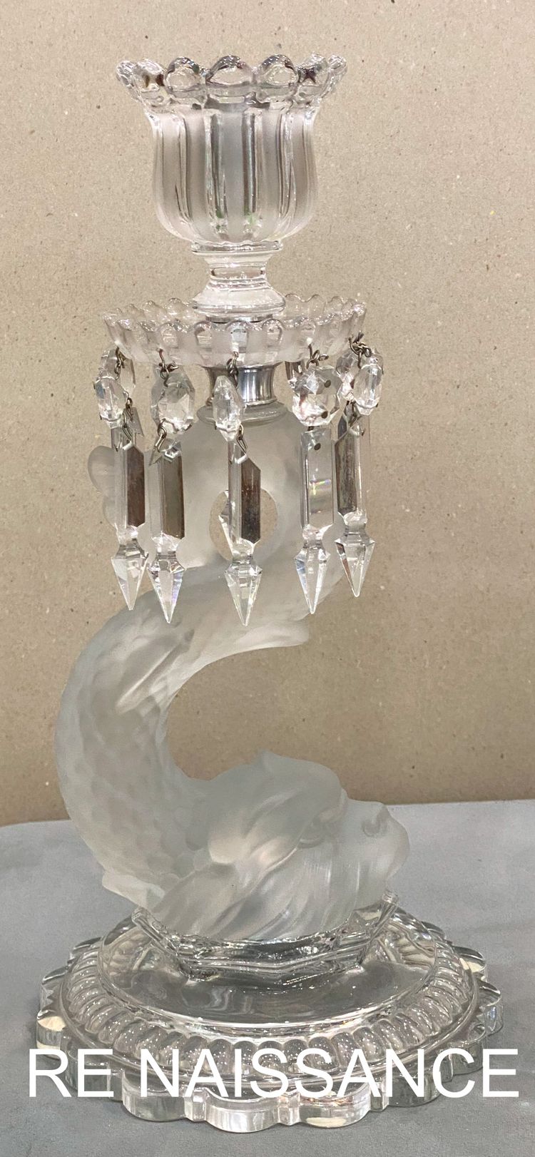 Imposing candlestick torch Baccarat Dauphin model.