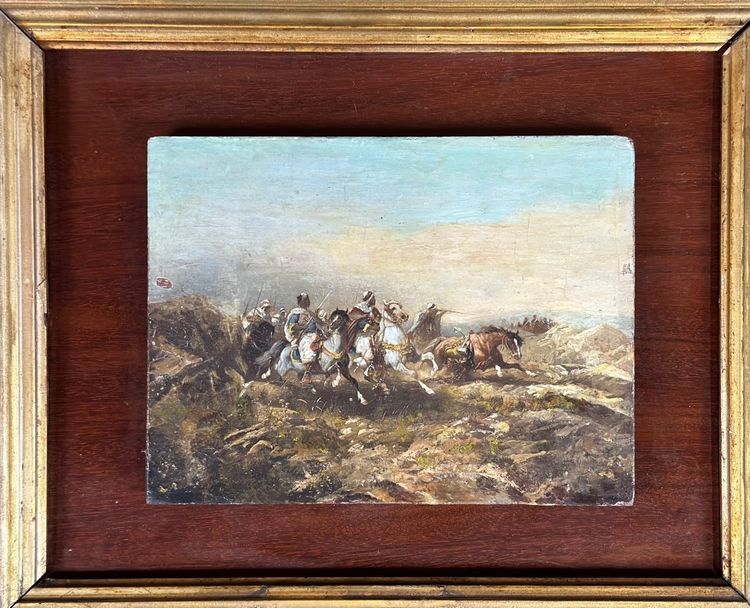 Orientalische Schlachtszene, Öl auf Leinwand Im Geschmack Von George Washington