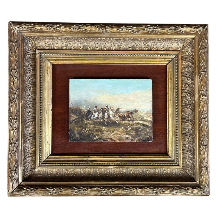 Orientalische Schlachtszene, Öl auf Leinwand Im Geschmack Von George Washington