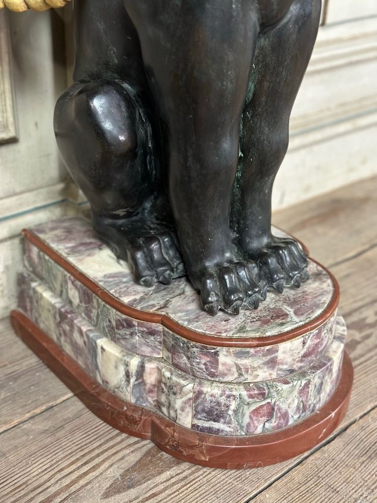 Coppia di console in marmo e bronzo Italia 1930 circa