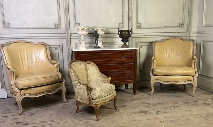 Louis XV Style Child's Bergère Chair in Carved and Gilded Wood Circa 1880