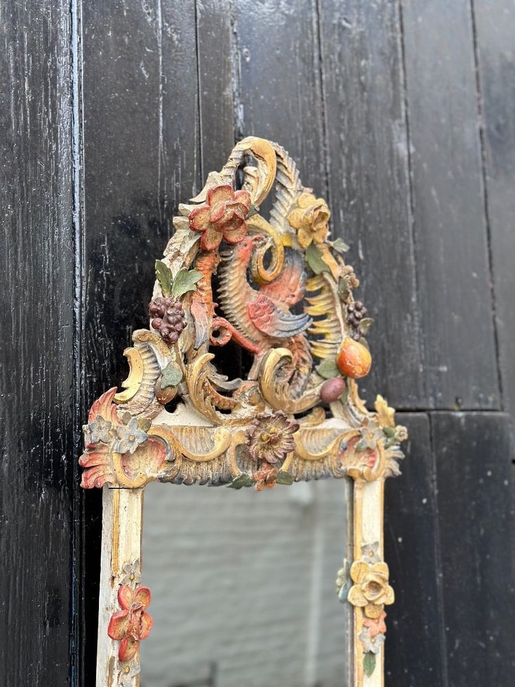 Miroir En Bois Sculpté, Doré Et Polychromé, Venise Vers 1880