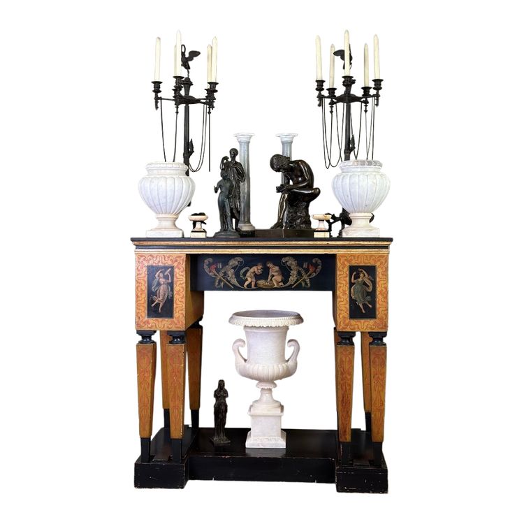 Console Bureau Décoré De Peintures Dans Le Goût De L’antique, Style Pompéien vers 1880